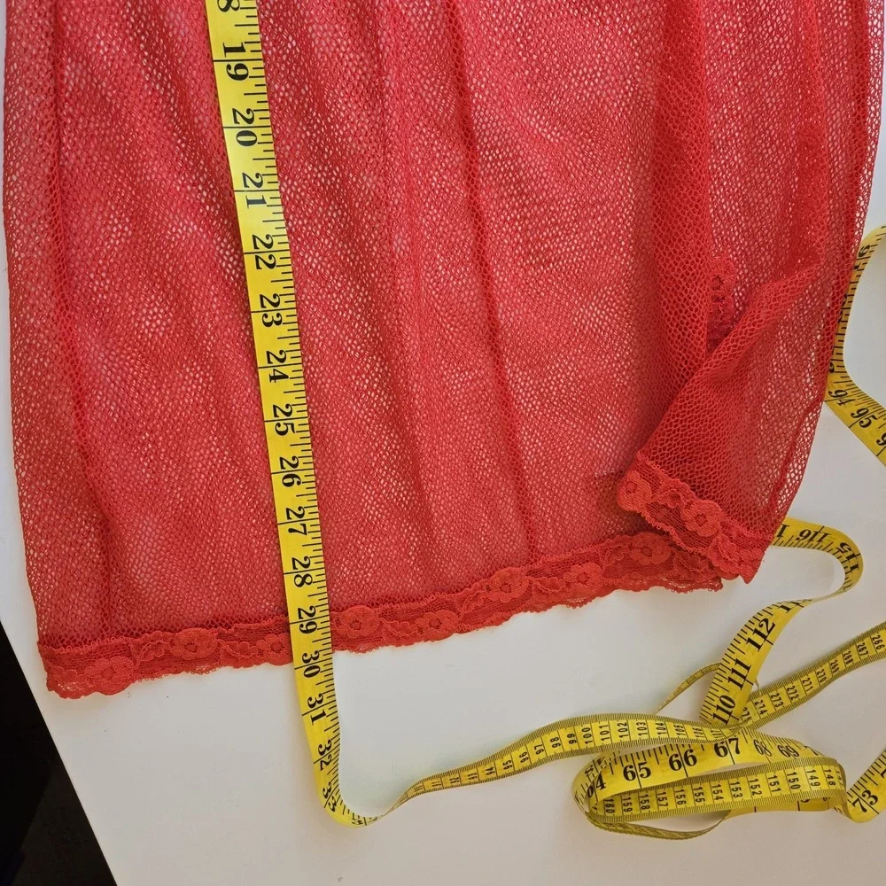 Victoria's Secret Y2K Vtg Red‎ Stretch Lace Babydoll Nightie Lingerie Size 36C